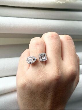 High Quality Double Crystal 925 Sterling Silver Ring